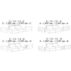 canapea Monaco 3 locuri fixe ori cu 2 reclinere electrice - variante de brațe