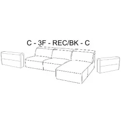 coltar extensibil Monaco cu depozitare din stofa - C-3F-REC-C