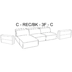 coltar extensibil Monaco cu depozitare - C-REC-3F-C