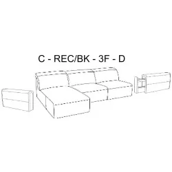 coltar extensibil Monaco cu depozitare - C-REC-3F-D