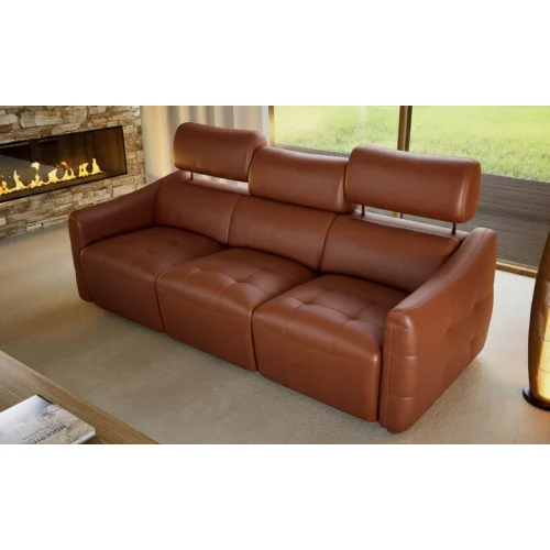 canapea piele naturală cu recliner Davos 3 locuri