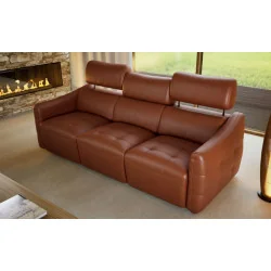 canapea piele naturală cu recliner Davos 3 locuri