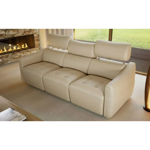 canapea piele cu recliner Davos 3 locuri cu 2 reclinere