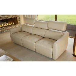 canapea piele cu recliner Davos 3 locuri cu 2 reclinere