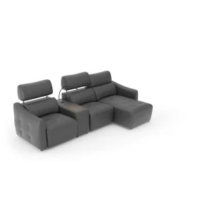 canapea piele Davos 3 locuri cu sezlong si USB