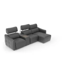 canapea piele Davos 3 locuri cu sezlong si USB