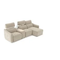 canapea recliner Davos 3 locuri cu sezlong si USB din textil