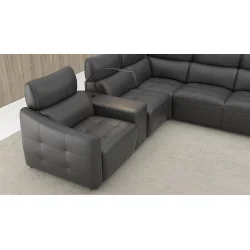 coltar extensibil din piele naturala Davos - modul 1 loc de capat cu recliner electric