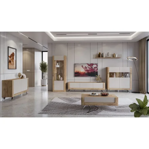 set mobila living Kasai stejar + cașmir