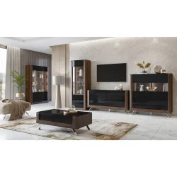 set mobilier living Kasai cafea nuc + negru
