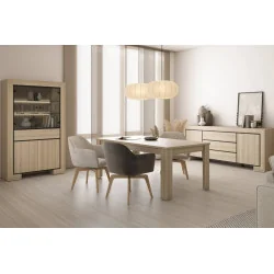 set mobilier dining, colecția Cuba cu scaune rotative Scarlet din stofă