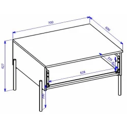masa cafea ORE cu sertar depozitare - dimensiuni