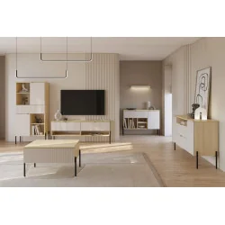 set mobila living ORE stejar Lindberg + cașmir riflat