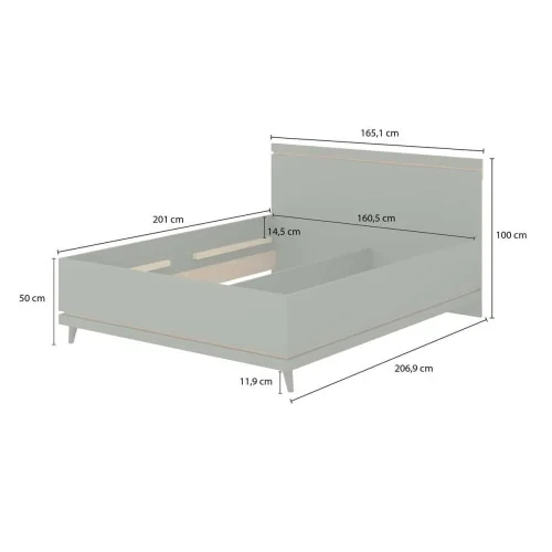 Pat Scandi 2 persoane pentru saltea 160 x 200 cm - dimensiuni