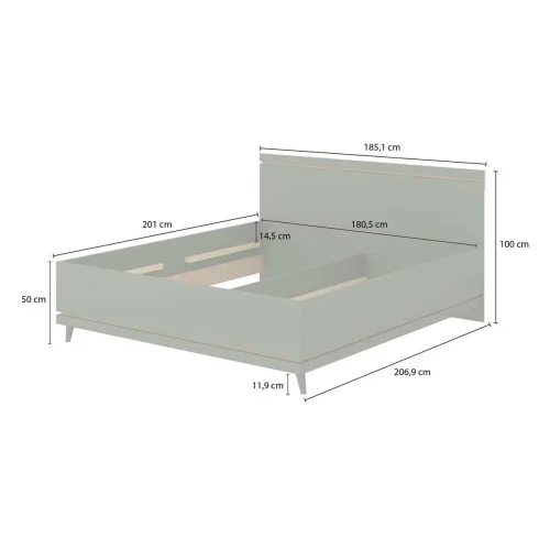 Pat Scandi 2 persoane pentru saltea 180 x 200 cm - dimensiuni