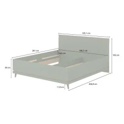 Pat Scandi 2 persoane pentru saltea 180 x 200 cm - dimensiuni