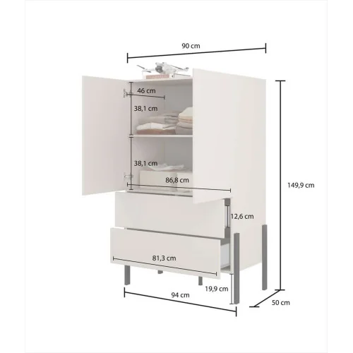 Dulap Juko 94 cm 2 usi 2 sertare - cote