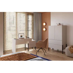 Birou - Comoda Juko cu 4 sertare + scaun Silla + dulap