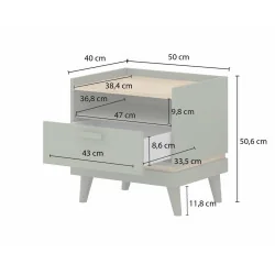 Noptiera Scandi cu sertar - cote