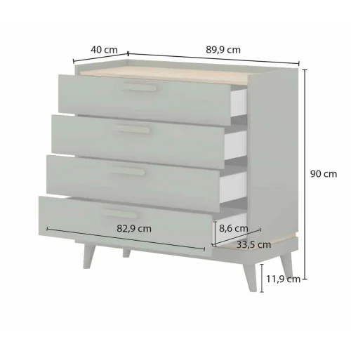 Comoda Scandi 4 sertare - cote