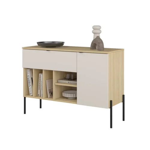 comoda ORE 105 cm închisă - stejar carcasa / cașmir fața sertar / cașmir ușa