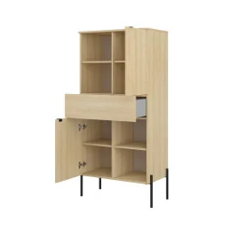 comoda ORE 2 usi 1 sertar deschise - h 150 cm - stejar Lindberg complet