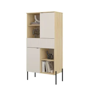 comoda ORE - h 150 cm - cașmir carcasa / cașmir riflat fața sertar / cașmir ușile