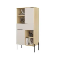 comoda ORE - h 150 cm - cașmir carcasa / cașmir riflat fața sertar / cașmir ușile