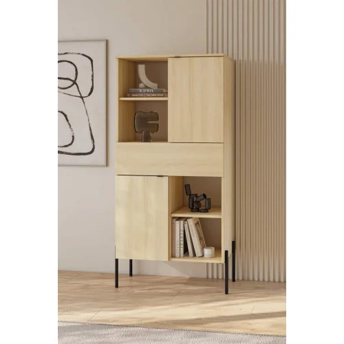comoda ORE 2 usi 1 sertar - h 150 cm - stejar Lindberg complet