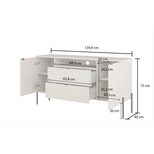 comoda ORE 2 usi 2 sertare - cote
