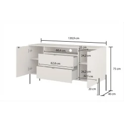 comoda ORE 2 usi 2 sertare - cote