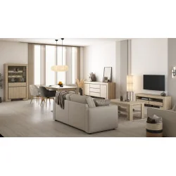 set mobilier Cuba - vitrina + masa + comoda TV + masa dining + scaune Scarlet + masa cafea + canapea