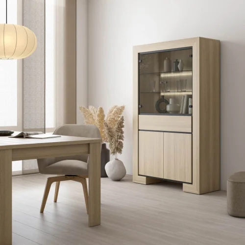 set mobilier Cuba - vitrina + masa dining + scaune Scarlet