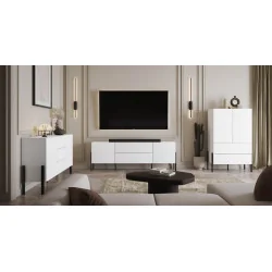 set mobilier living Juko culoare alb supermat