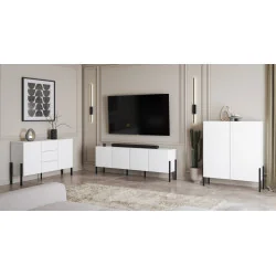 set mobilier living Juko culoare alb supermat