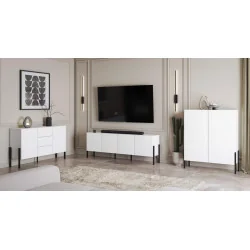 set mobilier living Juko culoare alb supermat