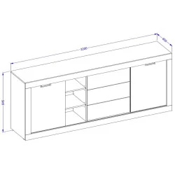 comoda Tudor 3 sertare 2 usi h 85 cm - dimensiuni