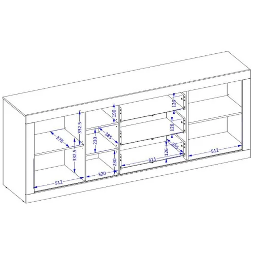 comoda Tudor 3 sertare 2 usi culisante h 85 cm - dimensiuni