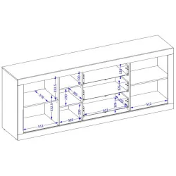 comoda Tudor 3 sertare 2 usi culisante h 85 cm - dimensiuni