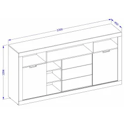 comoda Tudor 3 sertare 2 usi h 110 cm - dimensiuni