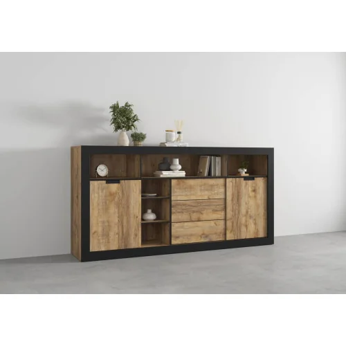comoda Tudor h 110 cm - 3 sertare și 2 uși