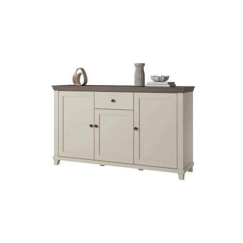 comoda Evora 3 usi 1 sertar - bej deschis (light) + stejar dunin