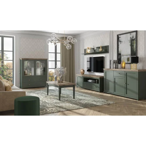 set mobila living Evora verde + stejar lefkas