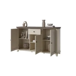 comoda Evora 3 usi 1 sertar - deschise - bej deschis (light) + stejar dunin