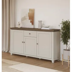 comoda Evora cu 3 usi + 1 sertar - bej deschis (light) + stejar dunin