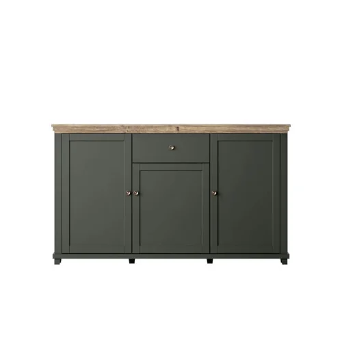 comoda Evora cu 3 usi + 1 sertar - verde + stejar lefkas