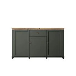 comoda Evora cu 3 usi + 1 sertar - verde + stejar lefkas