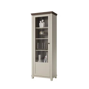 vitrină Evora 1 ușă cu sticlă - bej deschis (light) + stejar dunin