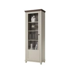 vitrină Evora 1 ușă cu sticlă - bej deschis (light) + stejar dunin
