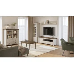 set mobilier living Evora - bej deschis (light) + stejar dunin